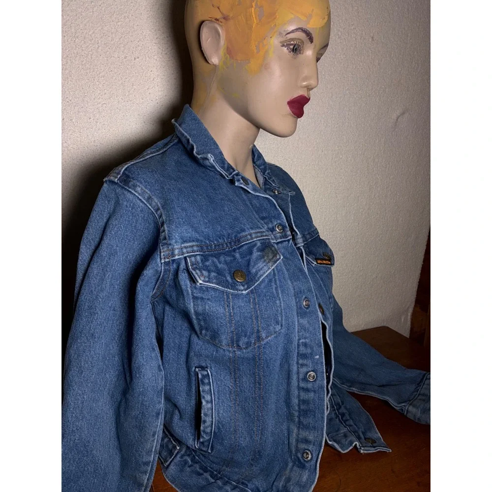 Saddle King Denim Trucker Jacket Youth M Blue Good Western Key Vintage Style